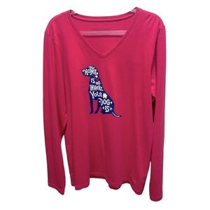 LIFE IS GOOD Women’s Crusher Tee, Home is Where Your Dog Is, Pink, M, NWT